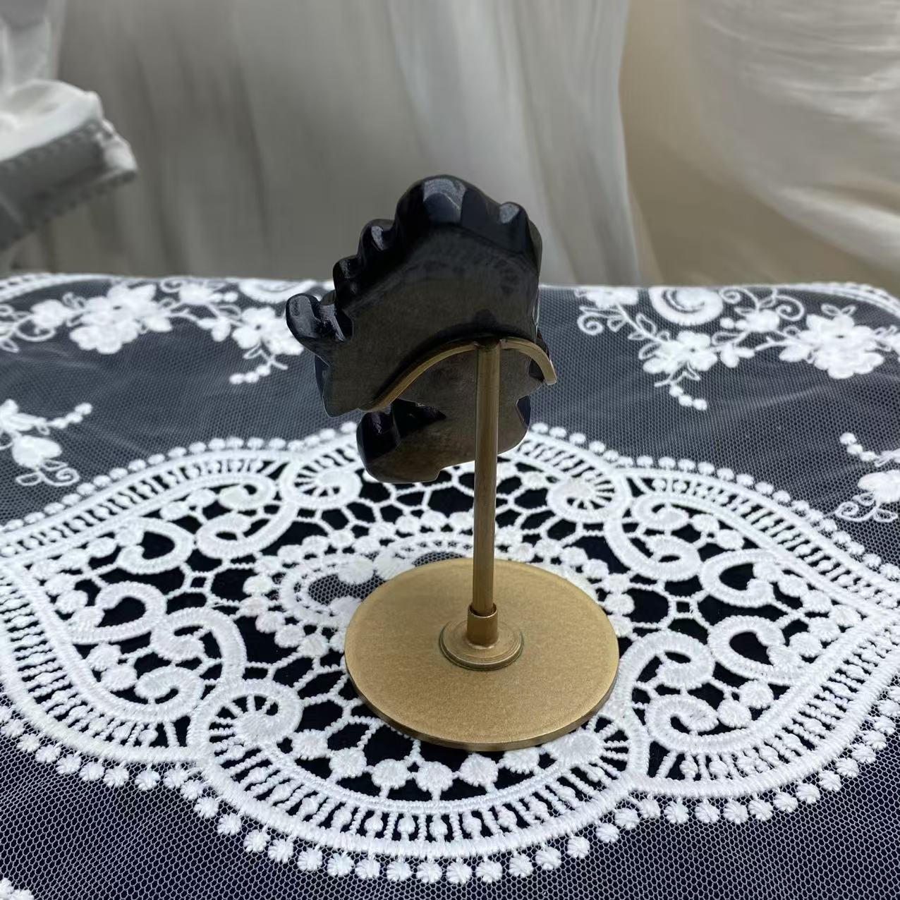 Silver Obsidian Mermaid Carving