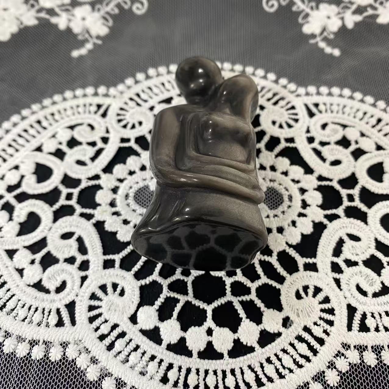Silver Obsidian Lovers Carving