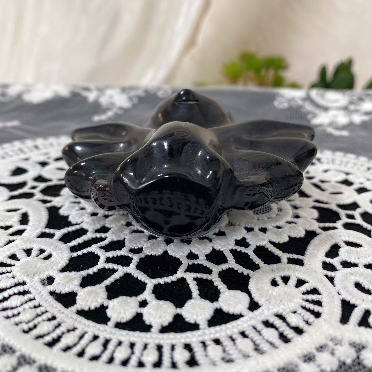 Black Obsidian Bat Carving