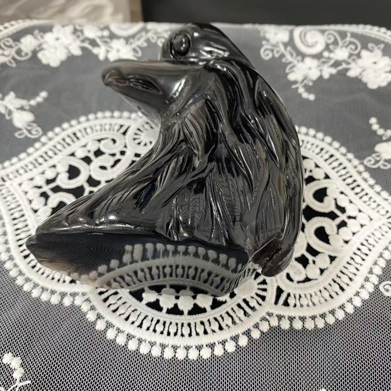 Ice Obsidian Eagle Head Carving