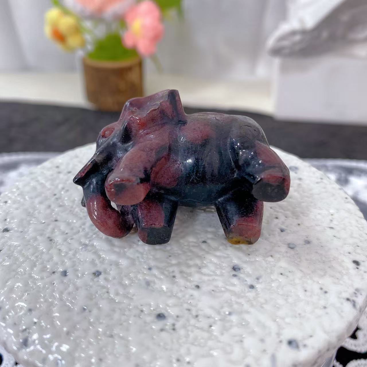 Garnet Elephant Carving