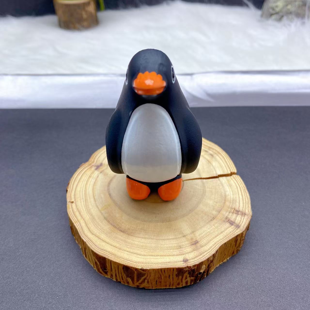 Obsidian Penguin Carving
