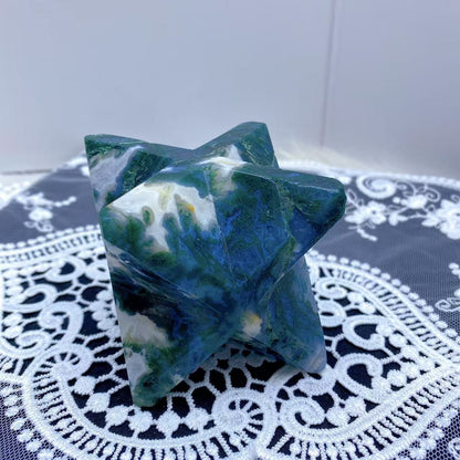 Moss Agate Geode Merkaba