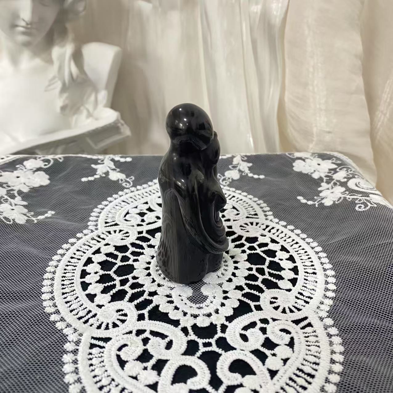 Silver Obsidian Lovers Carving