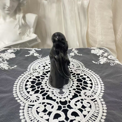 Silver Obsidian Lovers Carving
