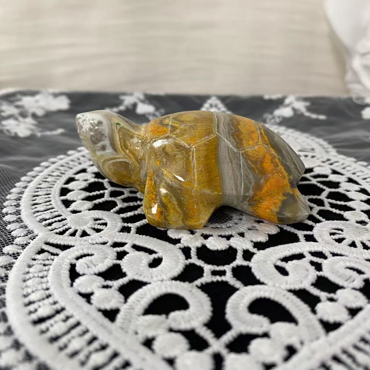 Bumble Bee Jasper Turtle Carving