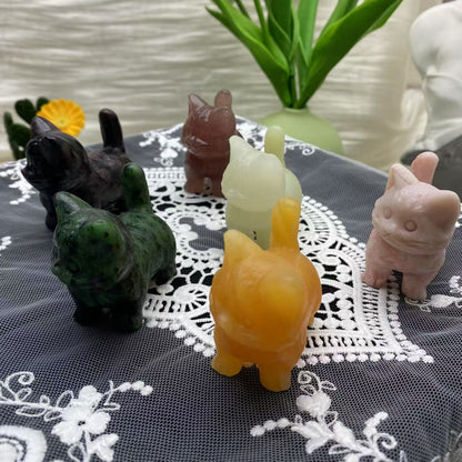 Crystal Curled Tail Cat Carving