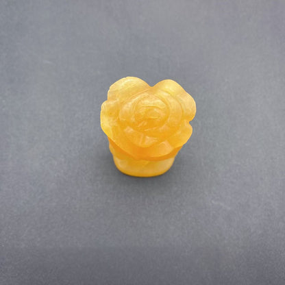 Yellow Calcite Rose Carving