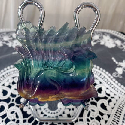 Fluorite Nine-Tailed Fox Carving