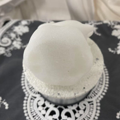 White Jade Spinning Lounging Cat Carving