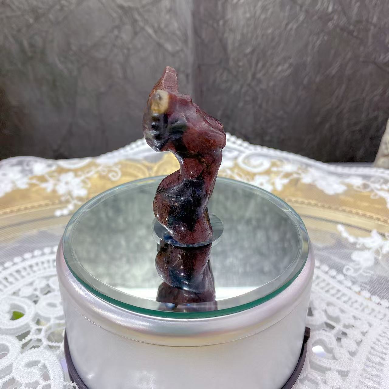 Garnet Winged Female Body Carving