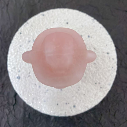 Rose Quartz Cowboy Bull Carving