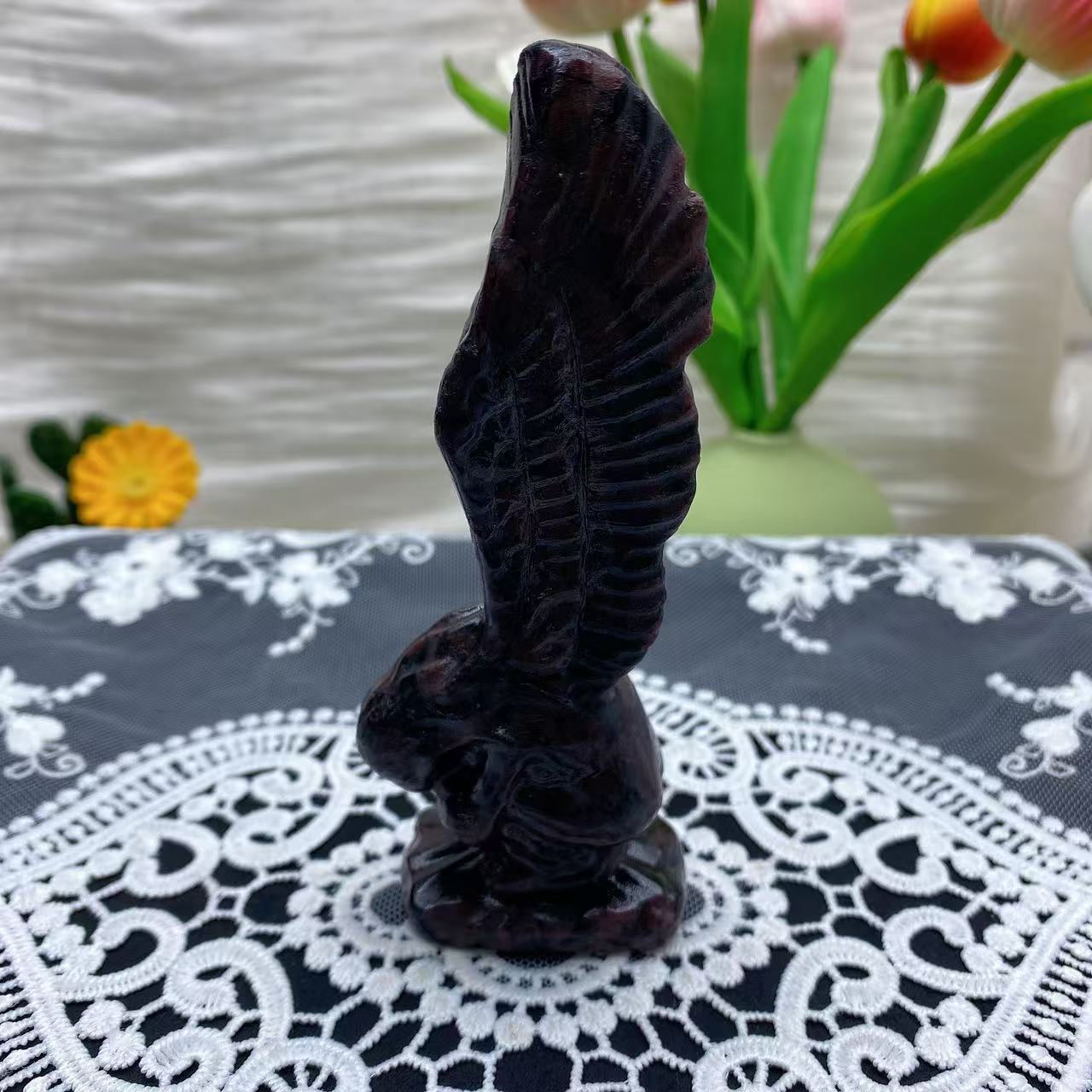 Garnet Crying Angel Carving
