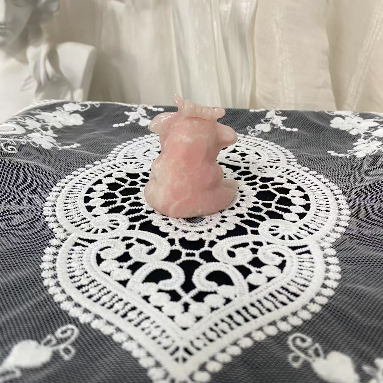 Pink Opal Bull Carving