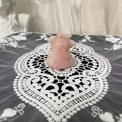 Pink Opal Bull Carving