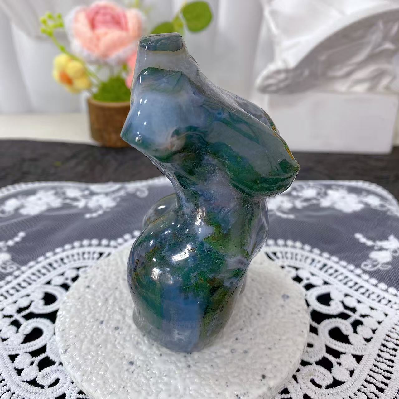 Moss Agate Female body Carving