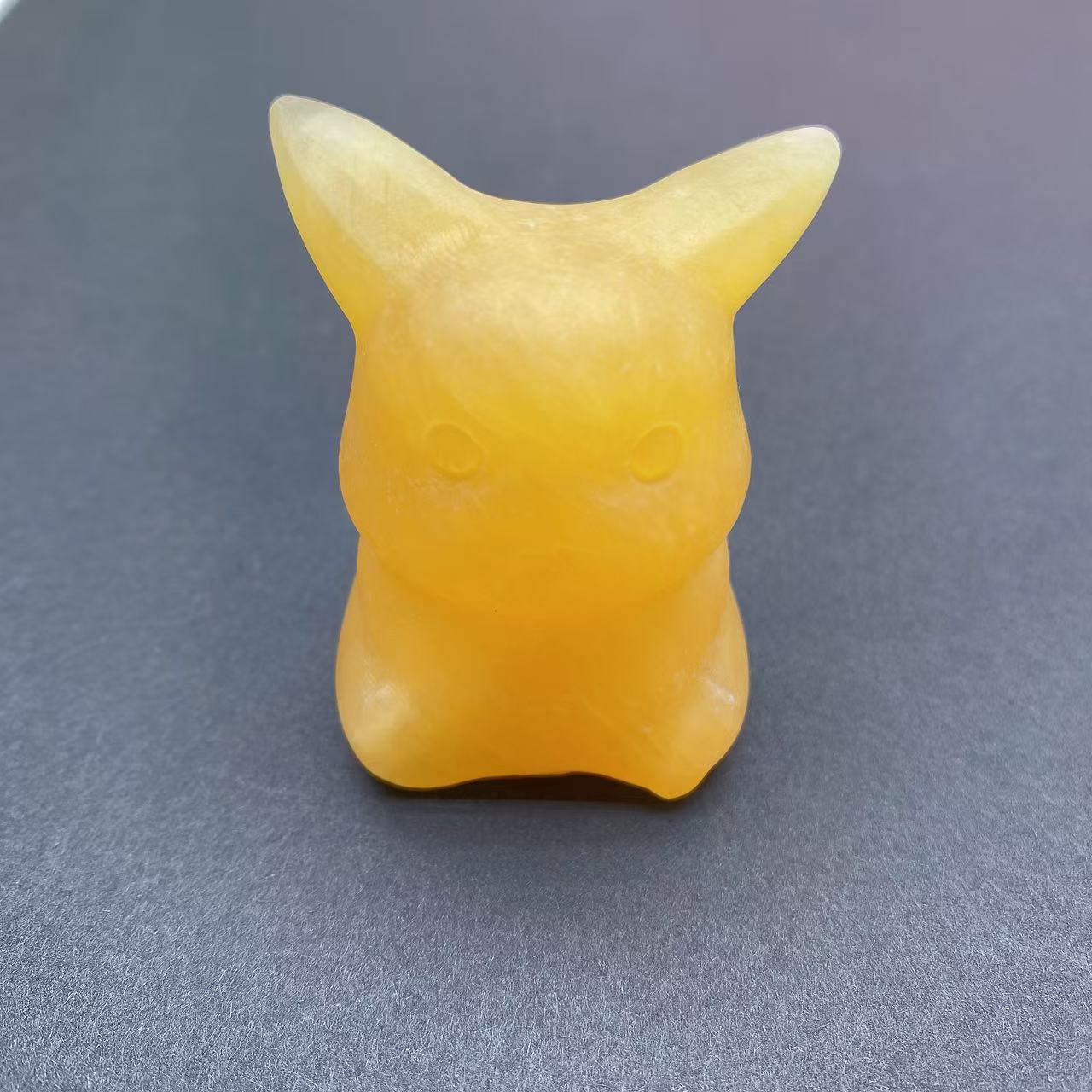 Yellow Calcite Pikachu Carving