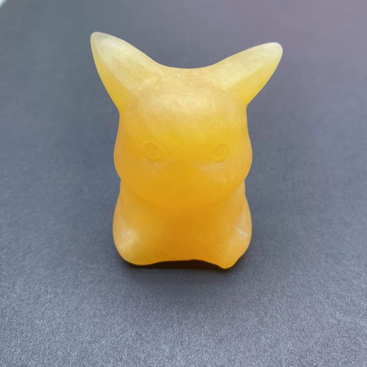 Yellow Calcite Pikachu Carving