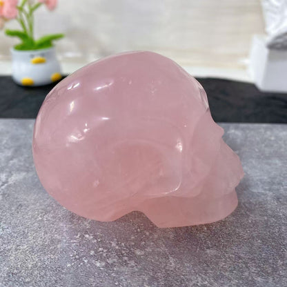 Rose Quartz Skull Carving