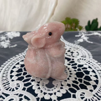 Pink Opal Mice Carving