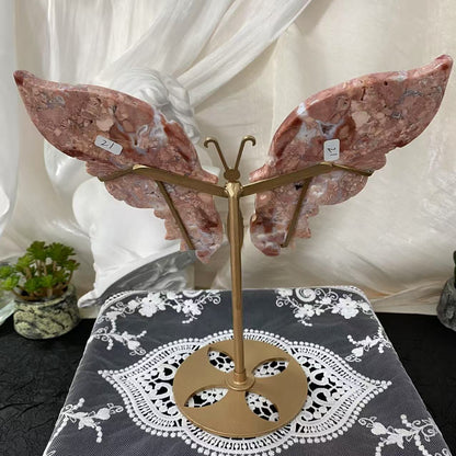 Pink Agate Butterfly Wings Carving