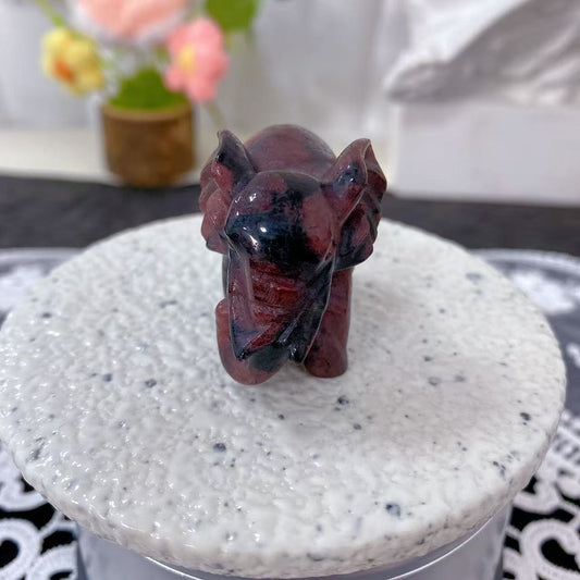 Garnet Elephant Carving