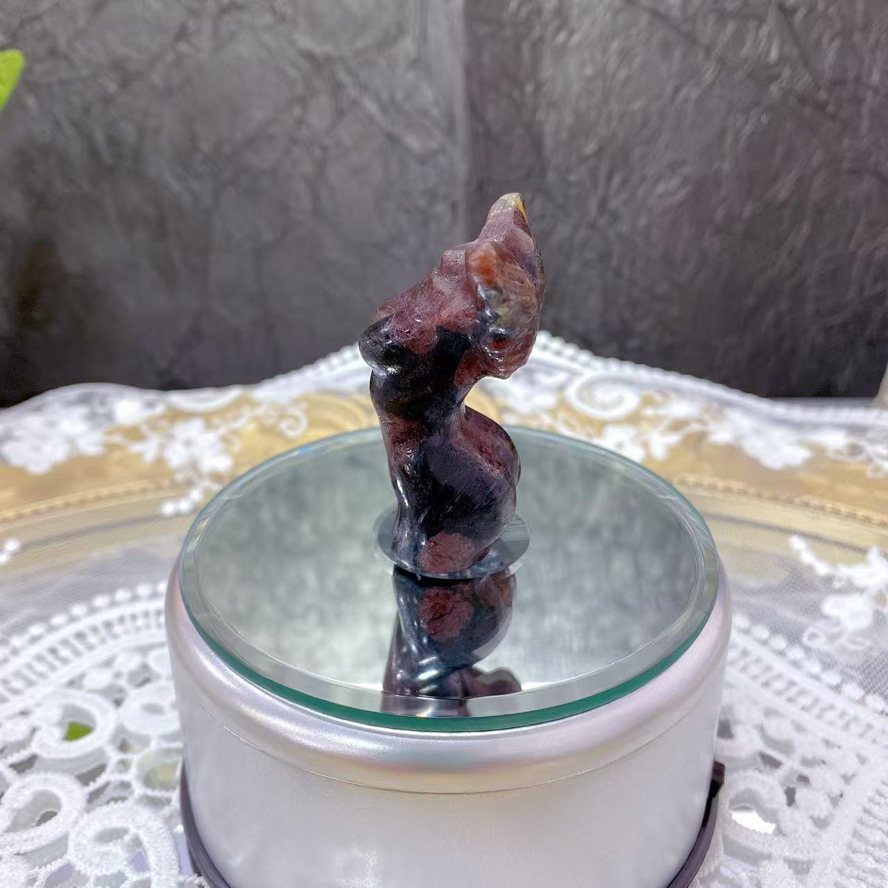 Garnet Winged Female Body Carving