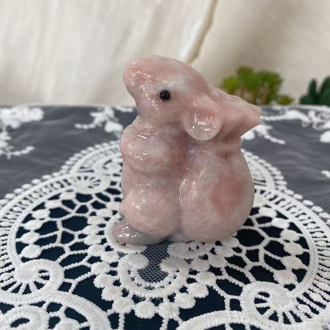Pink Opal Mice Carving