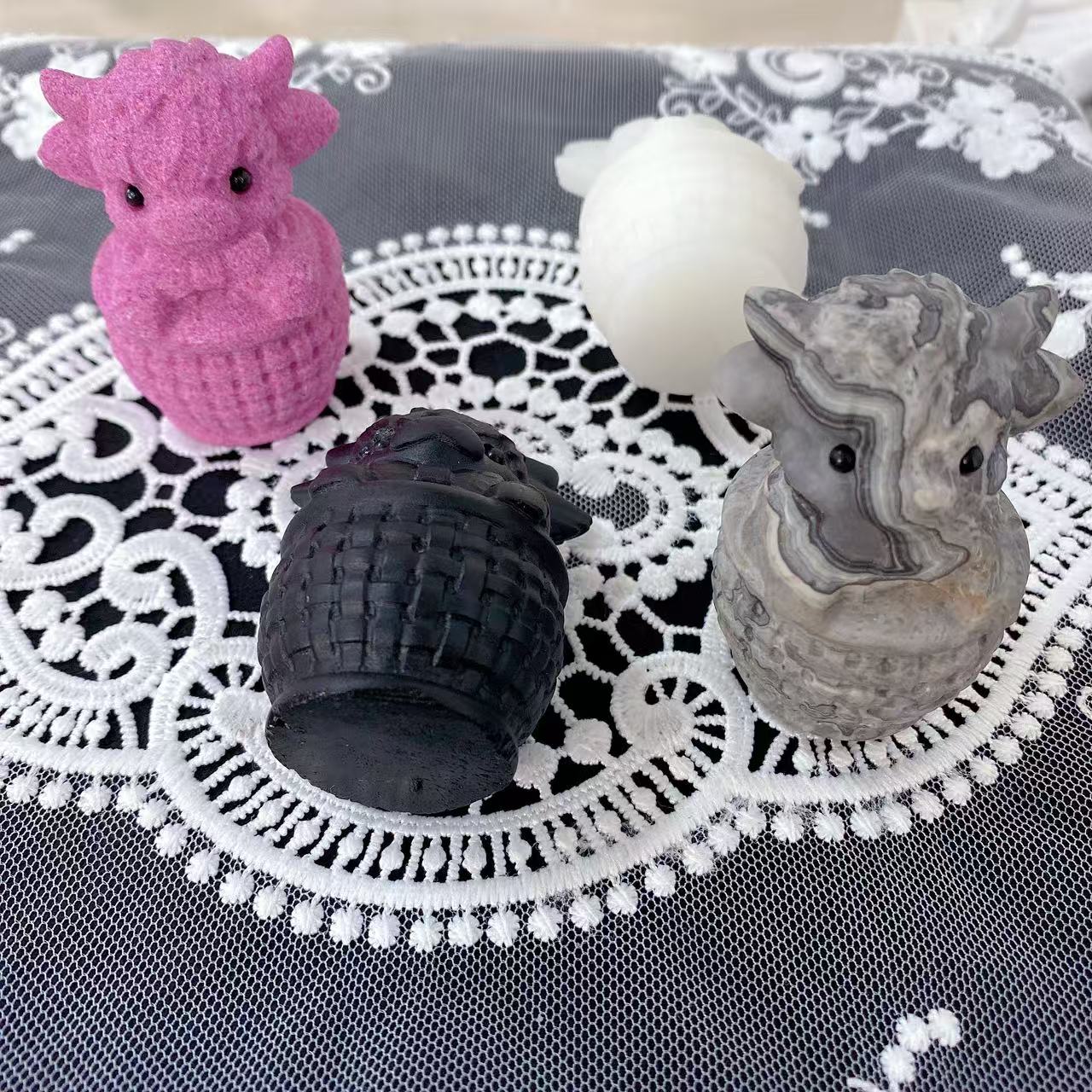 Crystal Basket Cow Carving