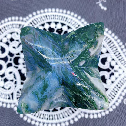Moss Agate Geode Merkaba