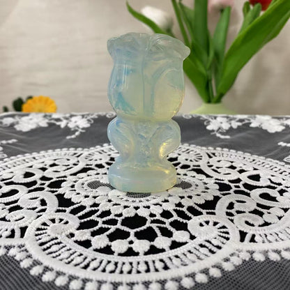 Opalite Rose Flower Carving