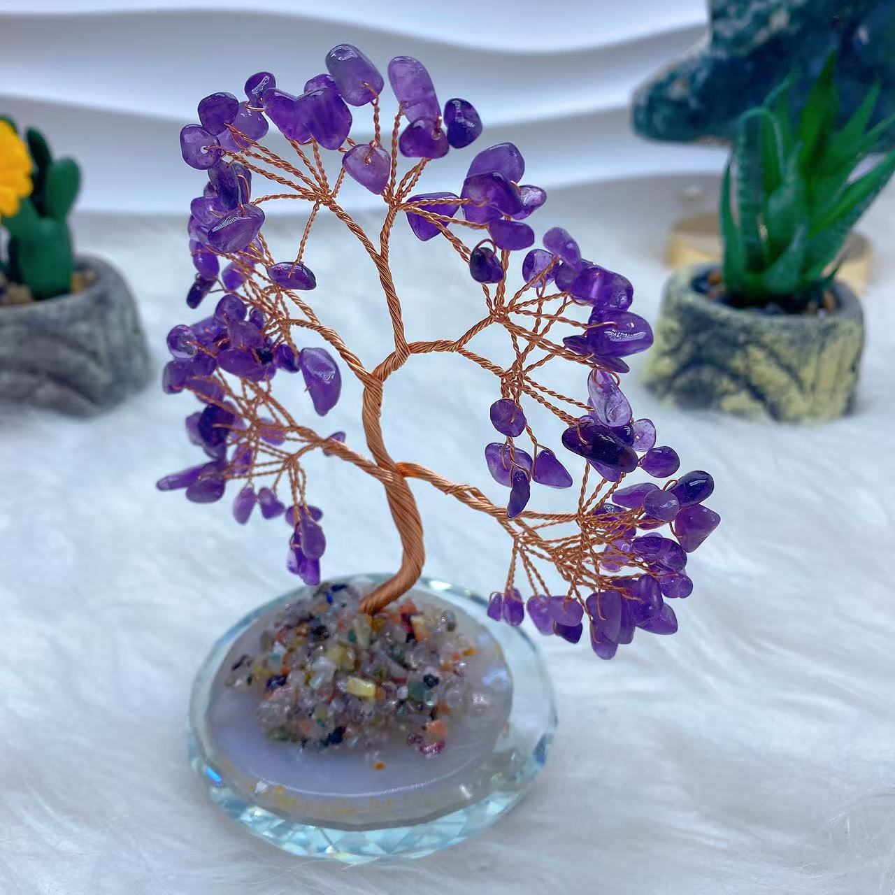 Amethyst Money Tree with Agate Base