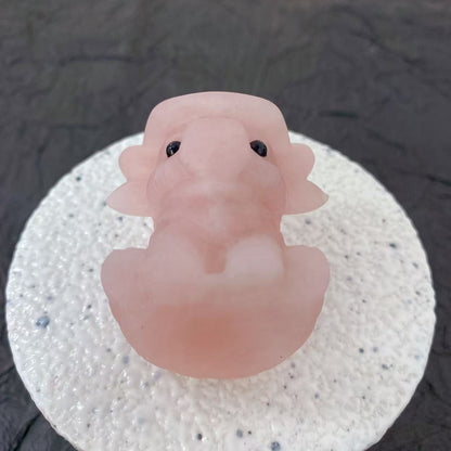 Rose Quartz Cowboy Bull Carving