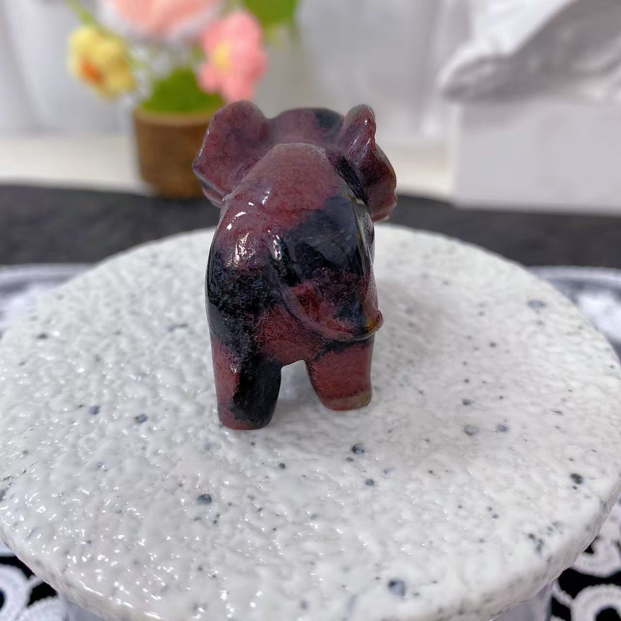 Garnet Elephant Carving