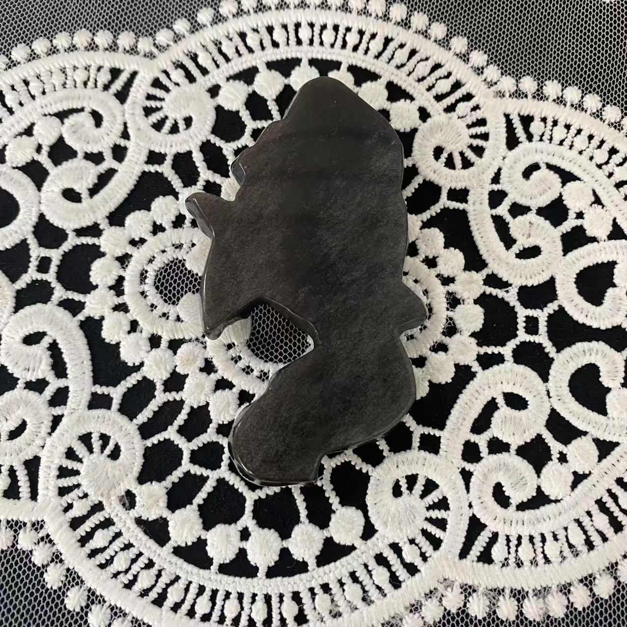 Silver Obsidian Mermaid Carving
