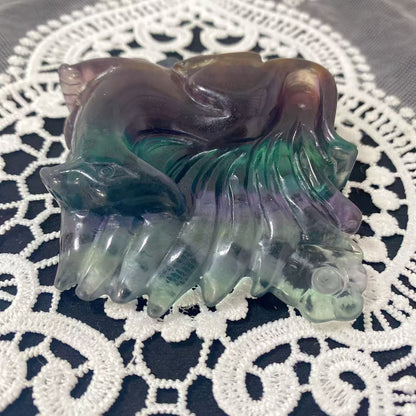 Fluorite Nine-Tailed Fox Carving