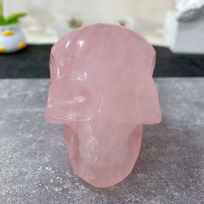 Rose Quartz Skull Carving