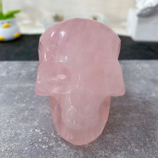 Rose Quartz Skull Carving