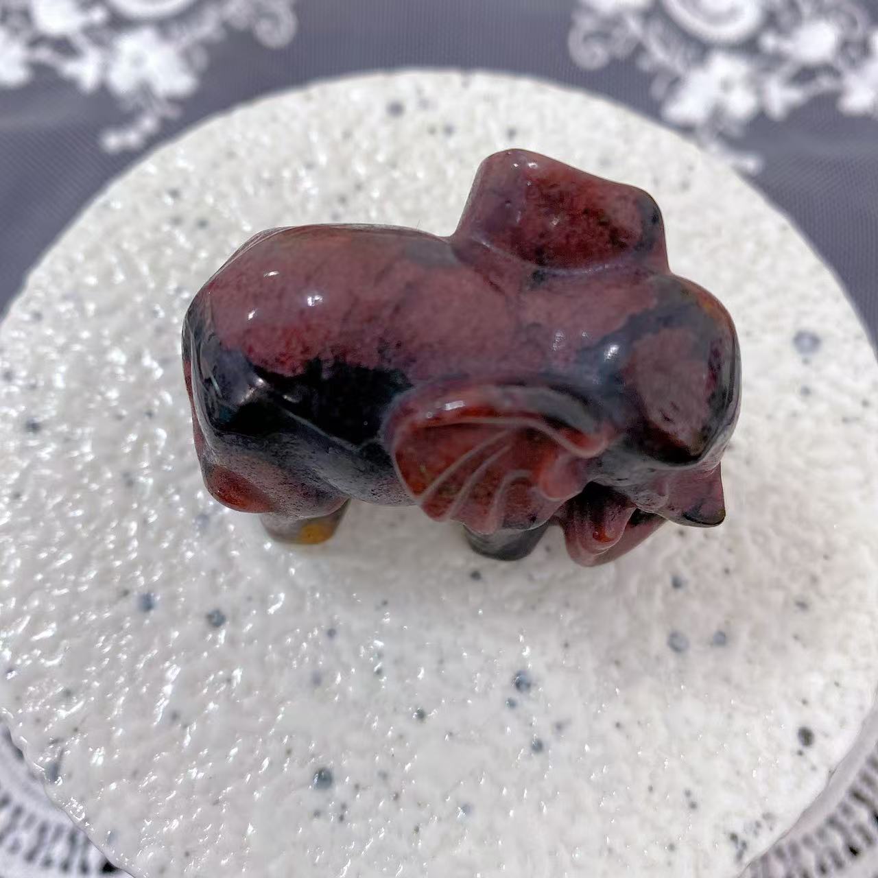 Garnet Elephant Carving