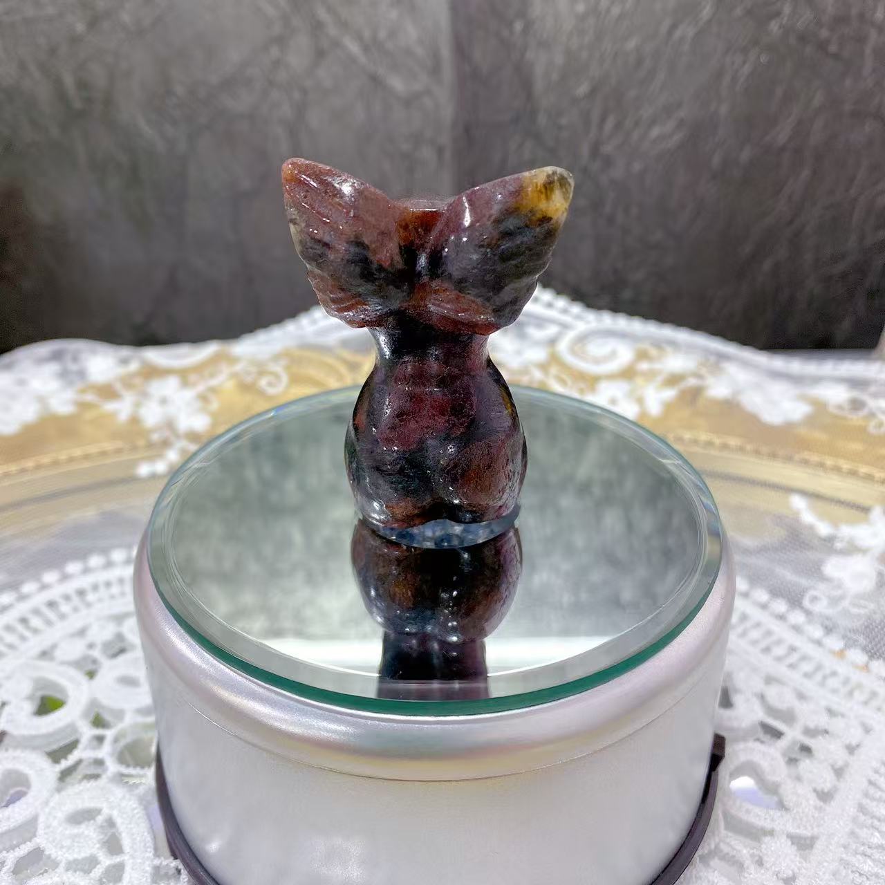 Garnet Winged Female Body Carving