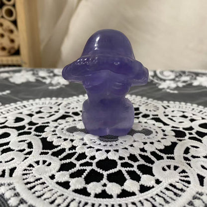 Purple Fluorite Mushroom Female Body Carving