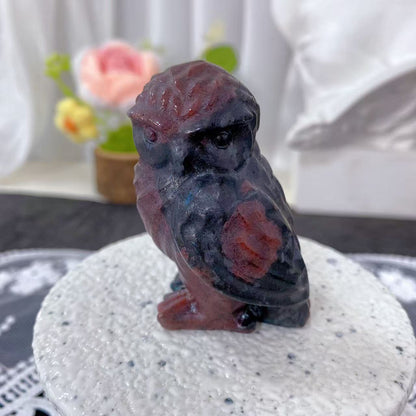 Garnet Owl Carving