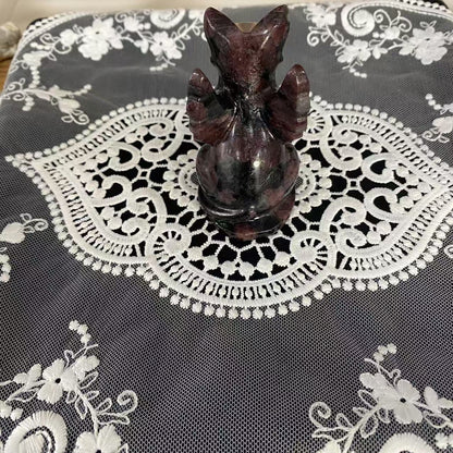 Garnet Flying Cat Carving