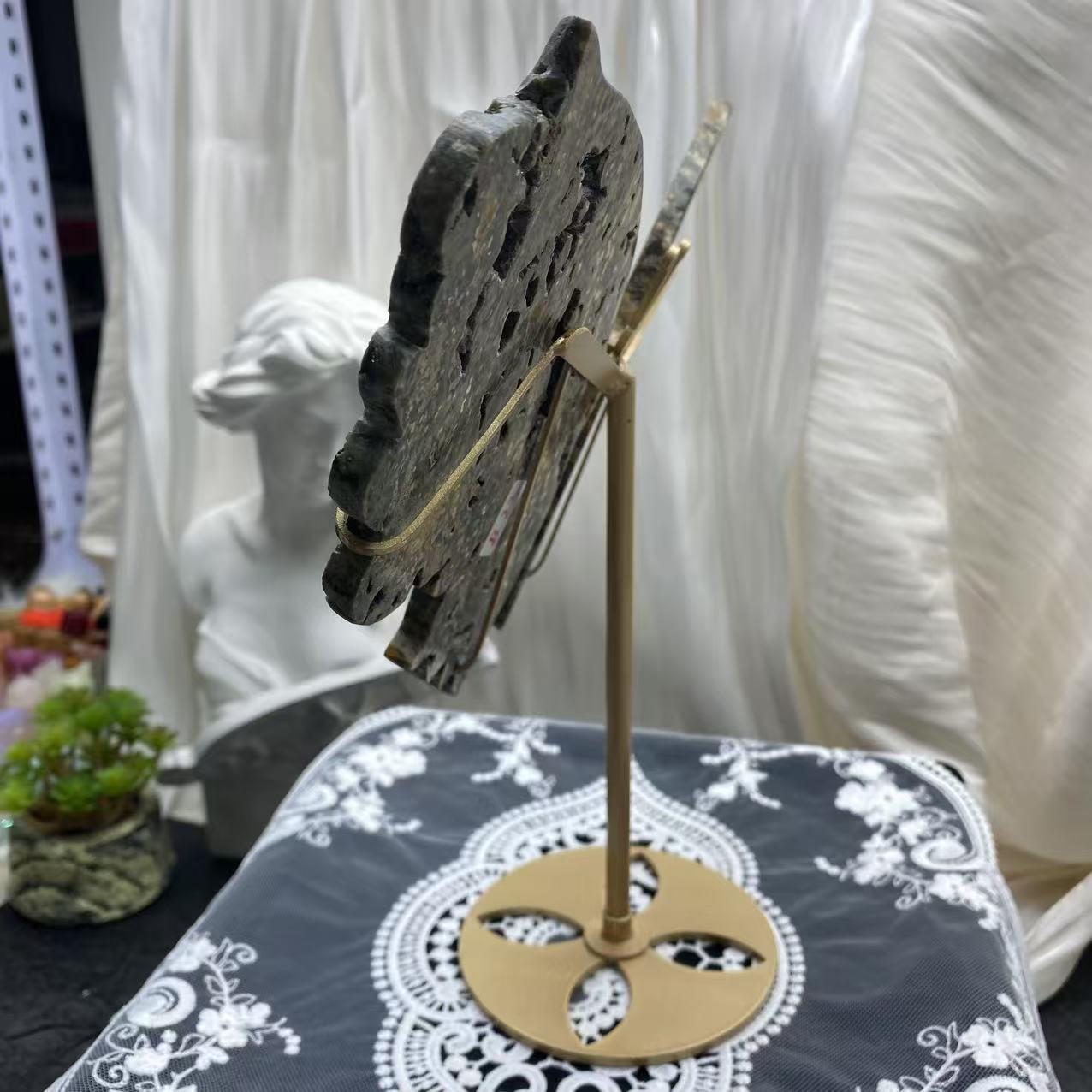 Ocean Jasper Geode Butterfly Wing Carving