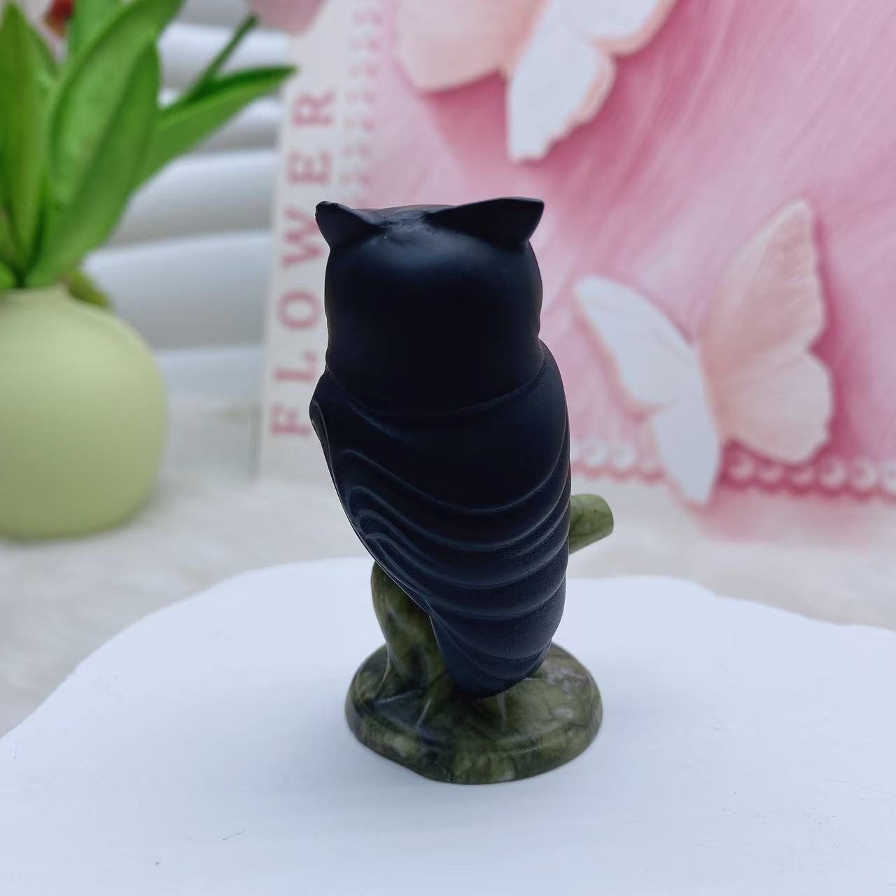Black Obsidian Owl Carving