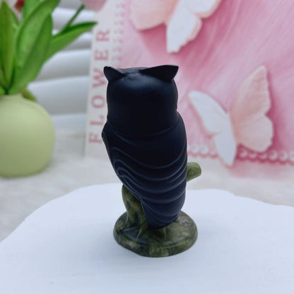 Black Obsidian Owl Carving