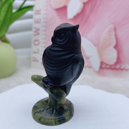 Black Obsidian Owl Carving