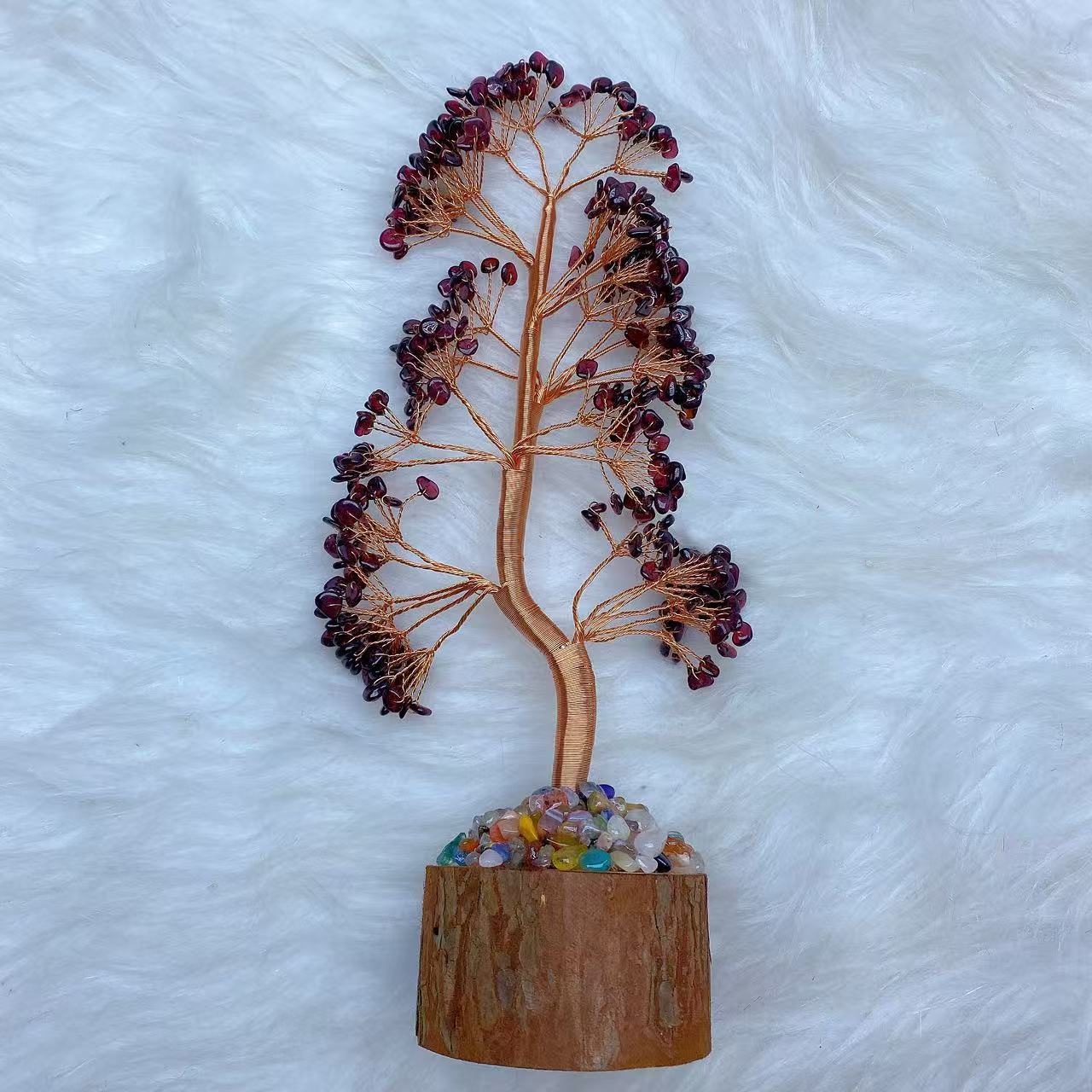 Garnet Money Tree with Wooden Base
