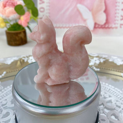 Pink Opal Fox Carving