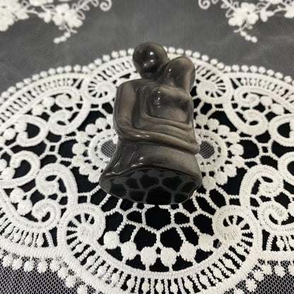 Silver Obsidian Lovers Carving
